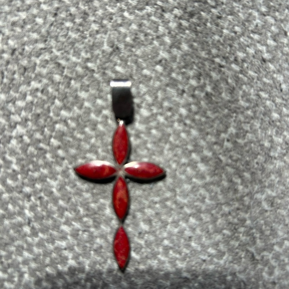 Silver and stone Cross Pendant